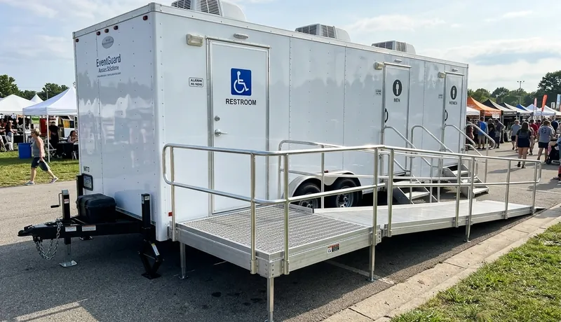 ADA Restroom Trailer clean interior in Celina, Tx