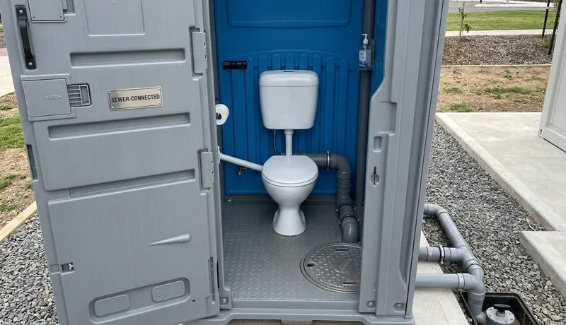 Sewer-Connected Portable Toilet delivery to site in Fayetteville, AR